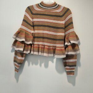Current air Multicolor  striped and ruffled sweater Size S